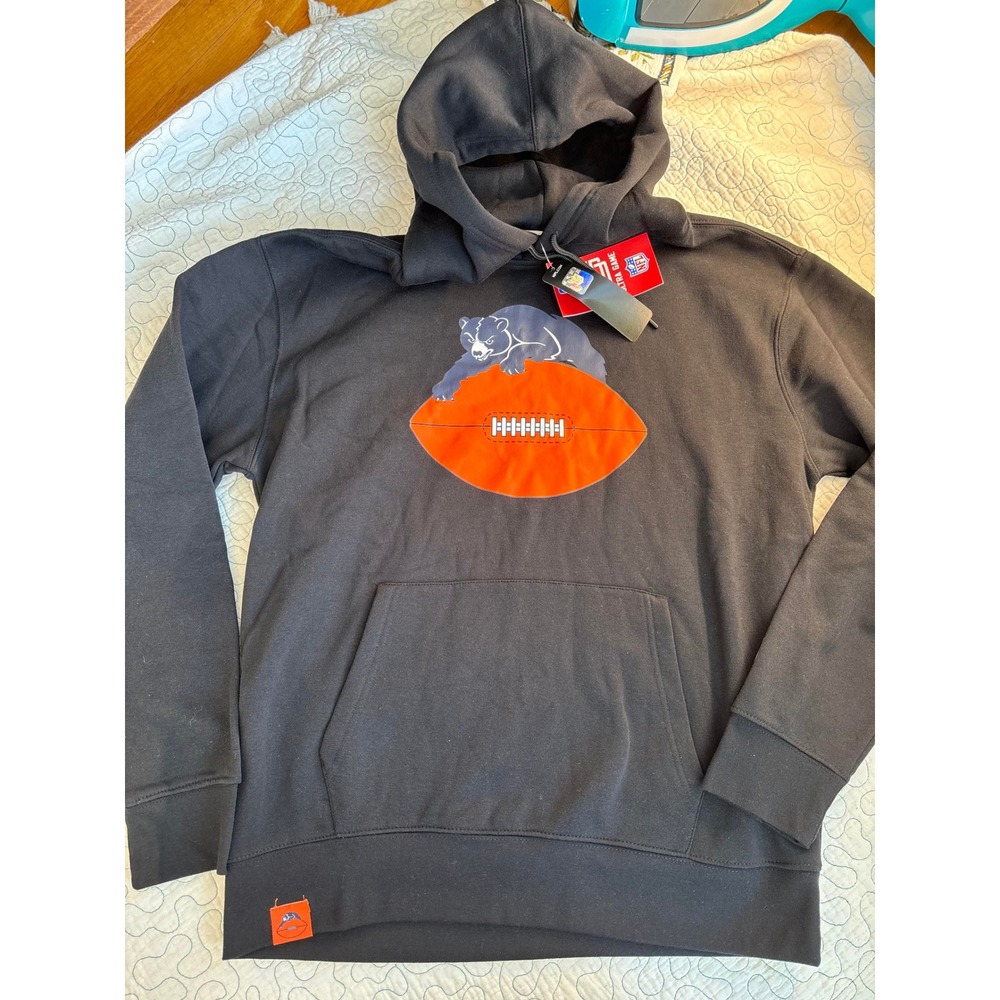 NFL Chicago Bears Hoodie Black Graphic‎ Pullover Sweatshirt Men's Size Large